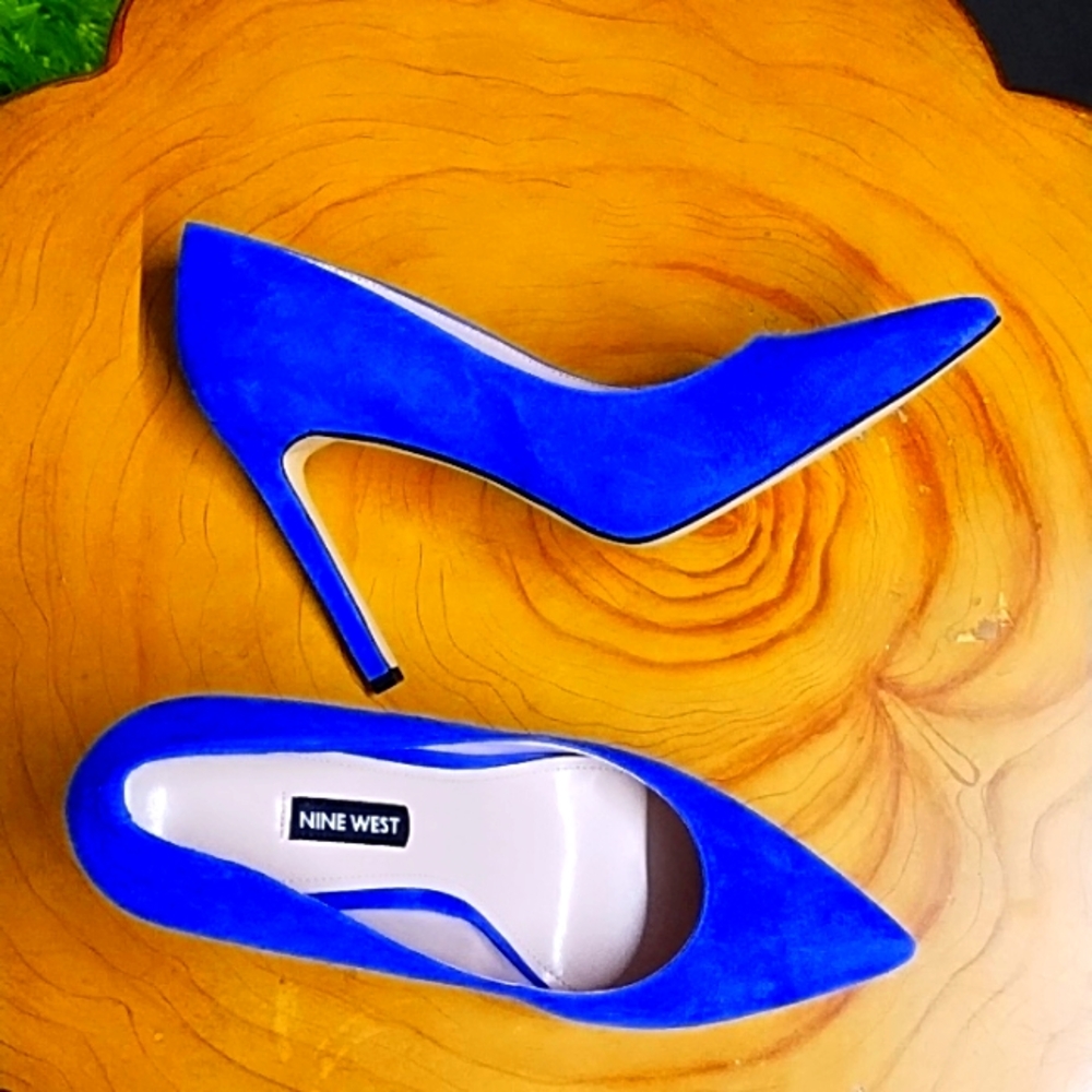 Nine West Blue Suede Leather Tatiana Stilettos/Size 8.5 NEW